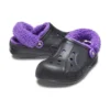 Baya Lined Clog med pelsrem «Svart Lilla»