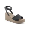 Brooklyn ankelrem-sandaler med kilehæl «Black Beige»