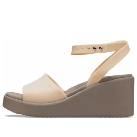 Brooklyn ankelrem-sandaler med kilehæl «Cream White Brown»