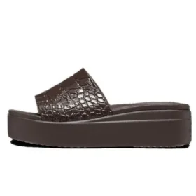 Brooklyn Croco Shine Slide-sandaler «Espresso»