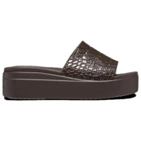 Brooklyn Croco Shine Slide-sandaler «Espresso»