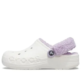 Classic Baya Lined Fuzz-Strap Clog «White Lila»
