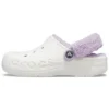 Classic Baya Lined Fuzz-Strap Clog «White Lila»