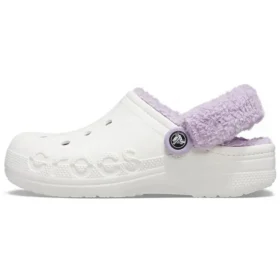 Classic Baya Lined Fuzz-Strap Clog «White Lila»