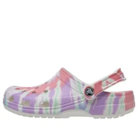 Classic Clog-mønster Crocs med flat hæl – fargerike blå sandaler