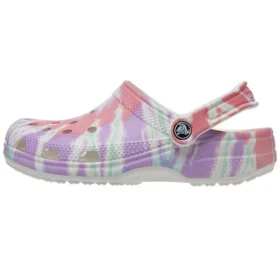 Classic Clog-mønster Crocs med flat hæl – fargerike blå sandaler