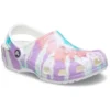 Classic Clog-mønster Crocs med flat hæl – fargerike blå sandaler