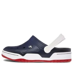 Classic Clog strandsko i trekloss-stil, blå og hvit