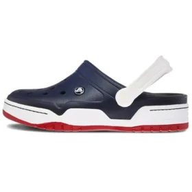 Classic Clog strandsko i trekloss-stil, blå og hvit