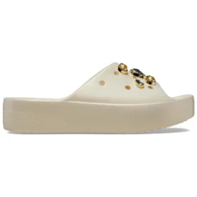 Classic Crystals Pearls Platform Slides «White»