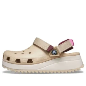 Classic Hiker Clogs «Beige White Red»