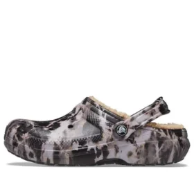 Classic Lined Bleach Dye Clogs «Black White Beige»