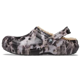 Classic Lined Bleach Dye Clogs «Black White Beige»