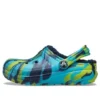 Classic Lined Clog with Marbled Pattern «Blue Tie-Dye»