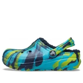 Classic Lined Clog with Marbled Pattern «Blue Tie-Dye»