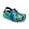 Classic Lined Clog with Marbled Pattern «Blue Tie-Dye»
