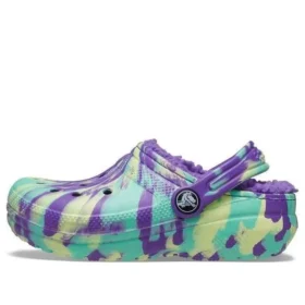 Classic Lined Clog with Marbled Pattern «Neon Purple Multi»