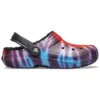 Classic Tie-Dye Stay Warm Cozy Crocs sportstøfler, unisex, lilla og rød