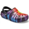 Classic Tie-Dye Stay Warm Cozy Crocs sportstøfler, unisex, lilla og rød