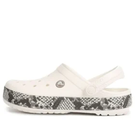 Crocband Snake Print Clogs «White Black»