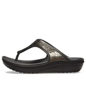 Flippflopper med tykk såle i svart og kobber