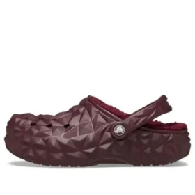 Geometriske Clogs med fôr «Dark Cherry»