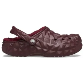 Geometriske Clogs med fôr «Dark Cherry»
