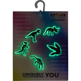 Glow in the Dark Dino 5-pakning med Jibbitz-skocharms