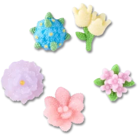 Jibbitz-charms med perleblomster, 5-pakning