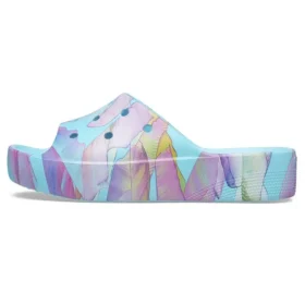 Klassisk plattform-sandale med palme-trykk «Blue Multi-Color»
