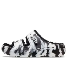 Klassiske Cozzzy-sandaler med marmorert mønster «Black White»