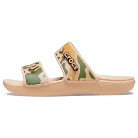 Klassiske Crocs med krokodillemønster i kamuflasje «Tan Green»