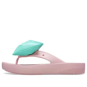 Klassiske flippflopper med plattform og sløyfe «Pink Teal»