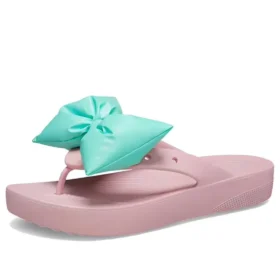 Klassiske flippflopper med plattform og sløyfe «Pink Teal»