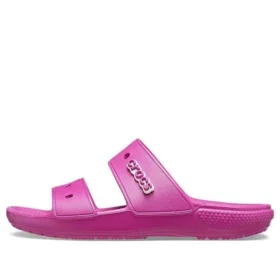 Klassiske, koselige unisex-sandaler i lilla og rødt