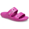 Klassiske, koselige unisex-sandaler i lilla og rødt