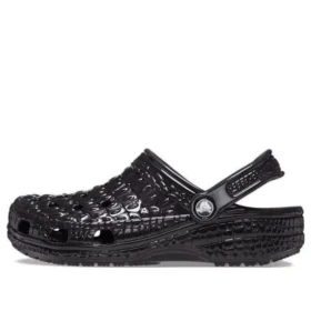 Klassiske Metallic Crocskin-Clogs «Black»