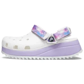 Klassiske, uformelle unisex-sandaler i hvitt og lilla «White Purple»