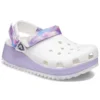 Klassiske, uformelle unisex-sandaler i hvitt og lilla «White Purple»