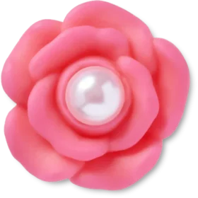 Rosa blomst med perle i midten – Jibbitz-charms
