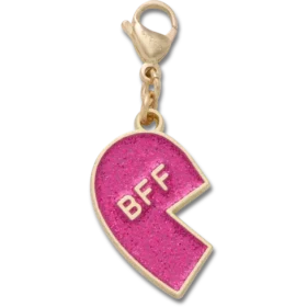Rosa glitter-BFF-charm til venstre Jibbitz-skocharm