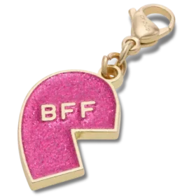 Rosa glitter-BFF-charm til venstre Jibbitz-skocharm