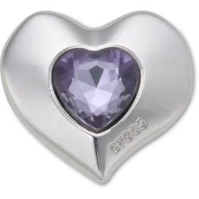 Sølv- og lilla Smt Gem Heart Jibbitz™-charms