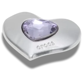 Sølv- og lilla Smt Gem Heart Jibbitz™-charms